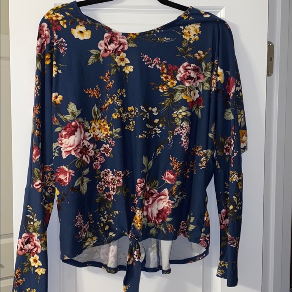 Blue Foral Long Sleeve Shirt